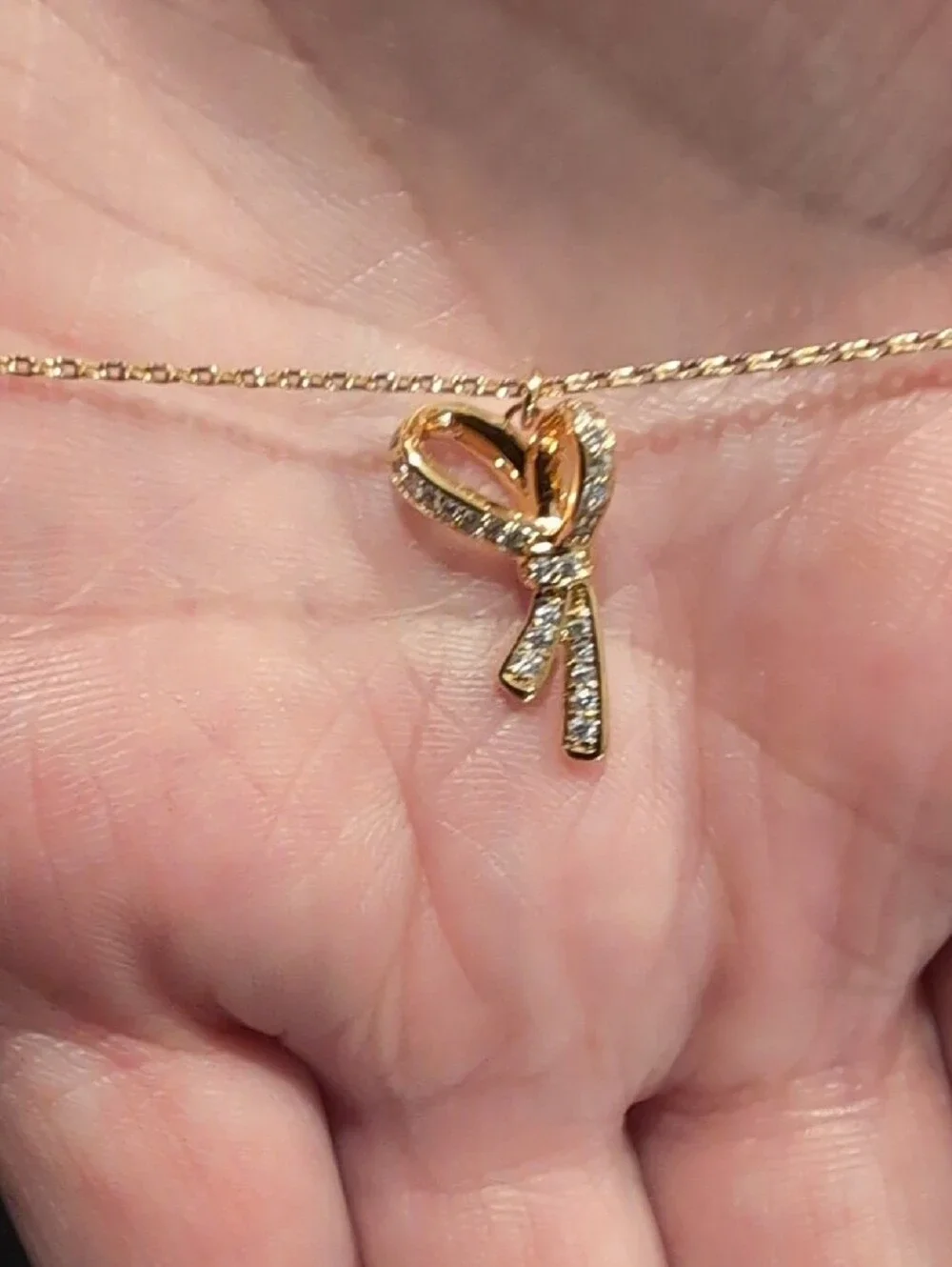 NWT kate spade 19 Inch Chain - Gold Bow Pendant Necklace with Crystals